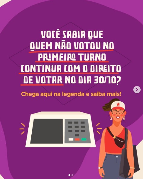 Quem não votou no primeiro turno pode votar no segundo turno. É um direito!