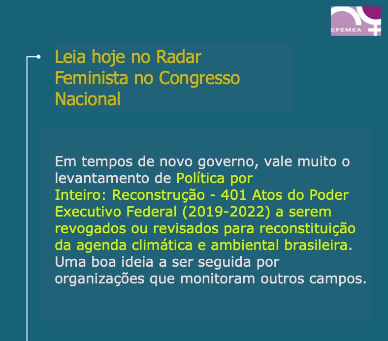 Radar Feminista no Congresso Nacional - 8 de novembro de 2022