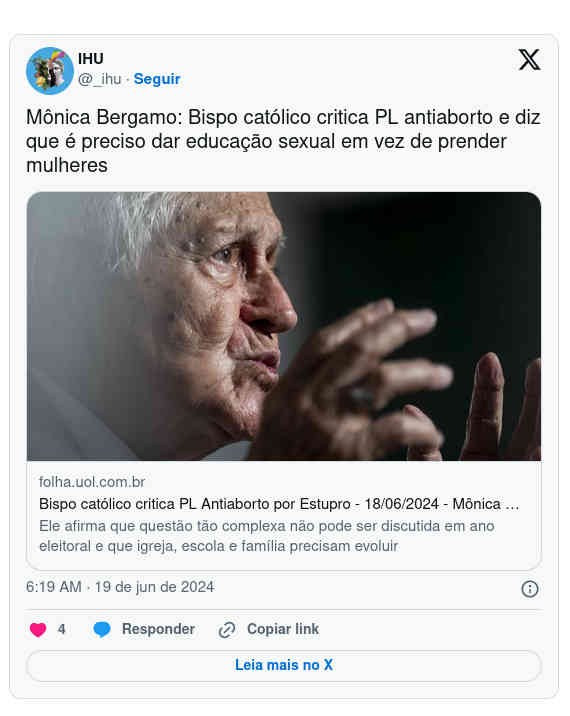 bispo catolico critica pl estupro