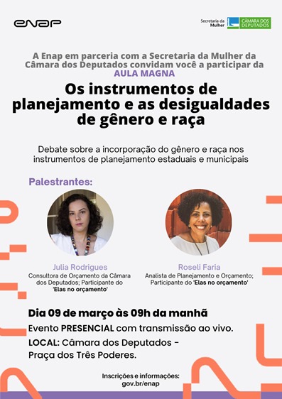 Aula Magna: Os instrumentos de planejamento e as desigualdades de gênero e raça